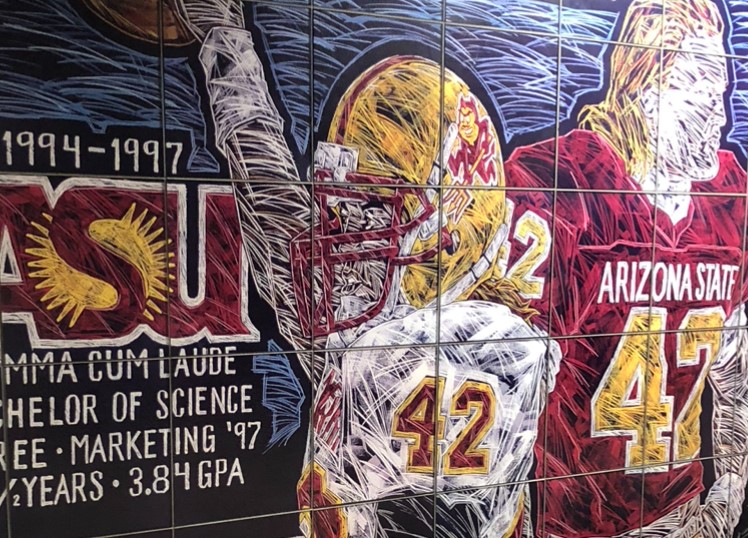 Close up of the Pat Tillman Mural at Arizona State University in Tempe, Arizona