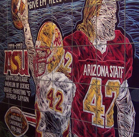 Mural featuring the academic, athletic and military achievements of Pat Tillman