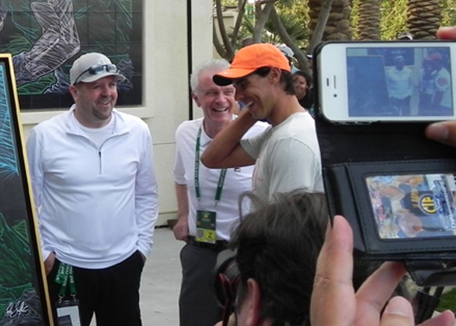 Mike S., Raymond Moore and Rafael Nadal during the RN Mural Dedication Ceremony