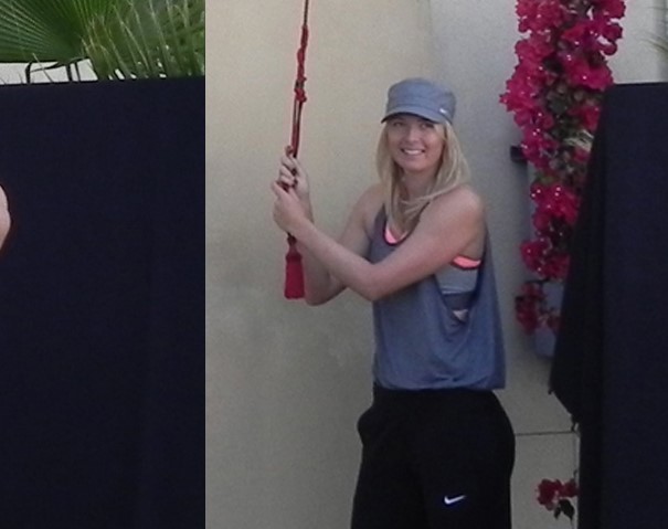 Maria Sharapova arriving and getting ready to unveil her mural at the BNP Paribas Open