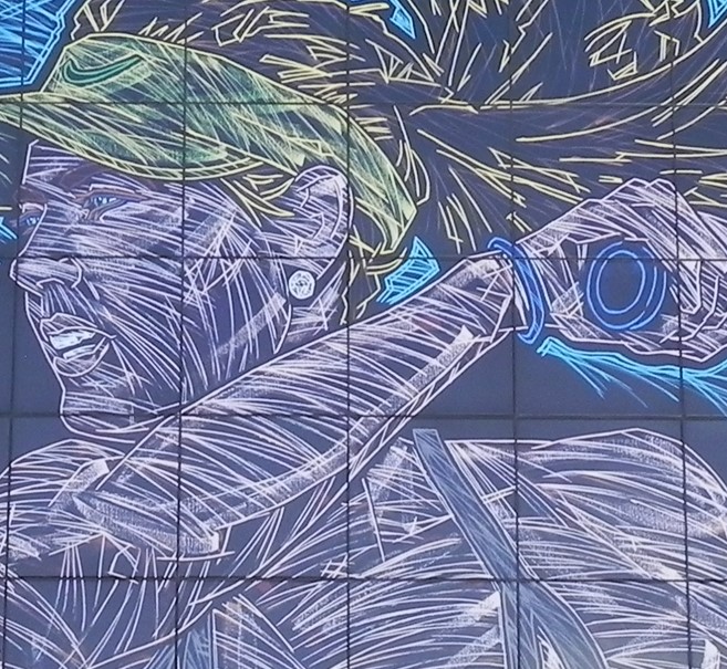Close up of the Maria Sharapova Mural at the Indian Wells Tennis Garden