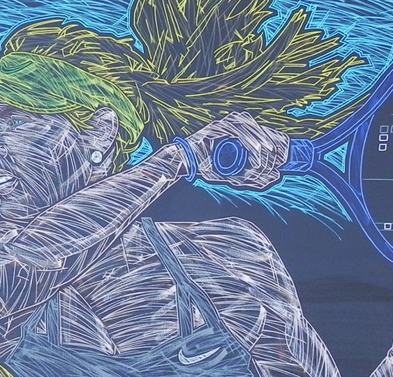 The original acrylic canvas painting for the mural at the BNP Paribas Open at the IWTG
