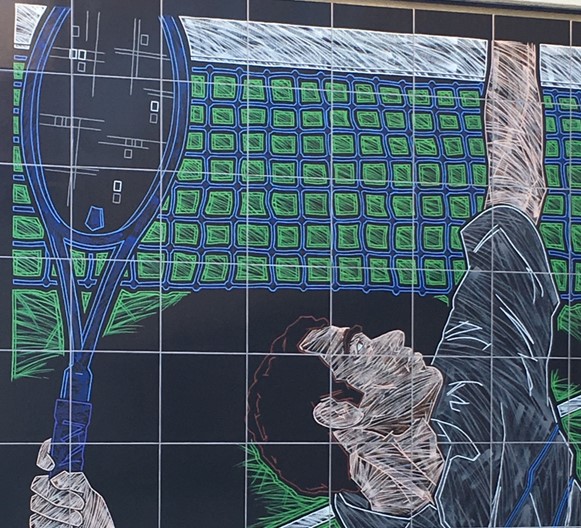 The Pete Sampras Mural at Stadium 1 at the BNP Paribas Open at the IWTG