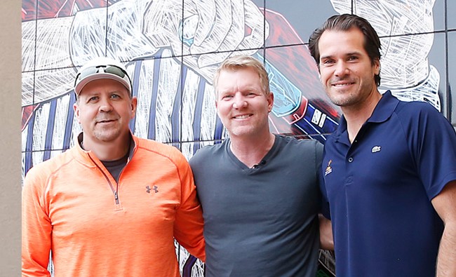 Mike S., Jim Courier and Tommy Haas at the Mural Dedication Ceremony at the IWTG