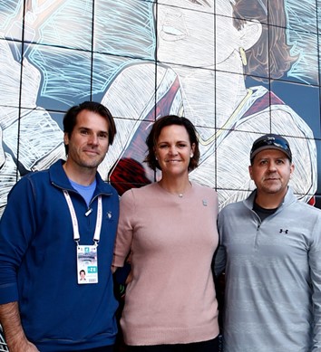 Tommy Haas, Lindsay Davenport and Mike S. during the Mural Dedication Ceremony