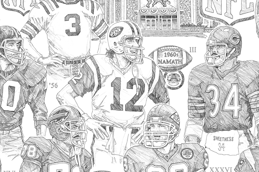 "NFL 100" - Pencil on Paper