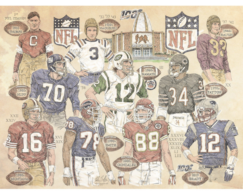 NFL 100 - Pencil on Paper/Digital Paint