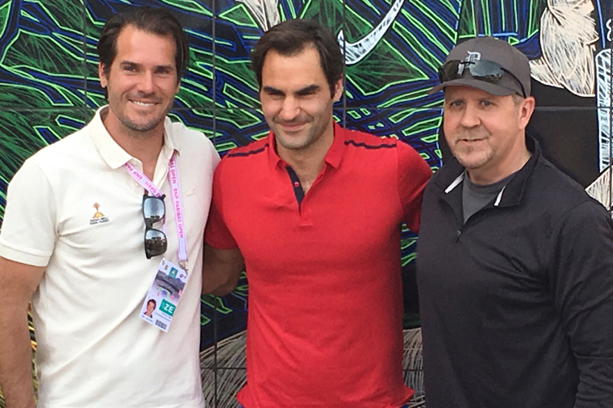 Tommy Haas, Roger Federer and Mike S. at Indian Wells Tennis Garden