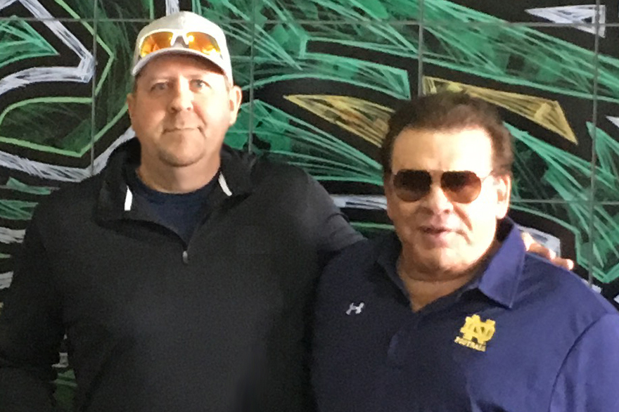 Mike S. and Peter Schivarelli at the Notre Dame Mural in South Bend, Indiana