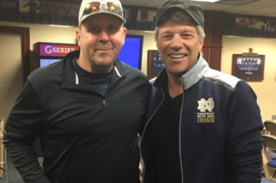 Mike S. and Jon Bon Jovi at Notre Dame Stadium in South Bend, Indiana
