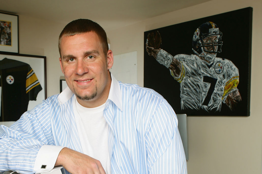 QB Ben Roethlisberger at home in Pittsburgh with his commissioned painting